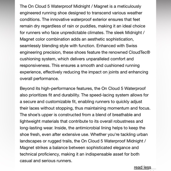 On Running Cloud 5 Waterproof Midnight Magnet Size M 9.5 or W 7.5 - 59.98143 - Picture 14 of 15